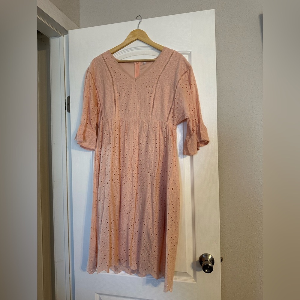Peach Eyelet Dress